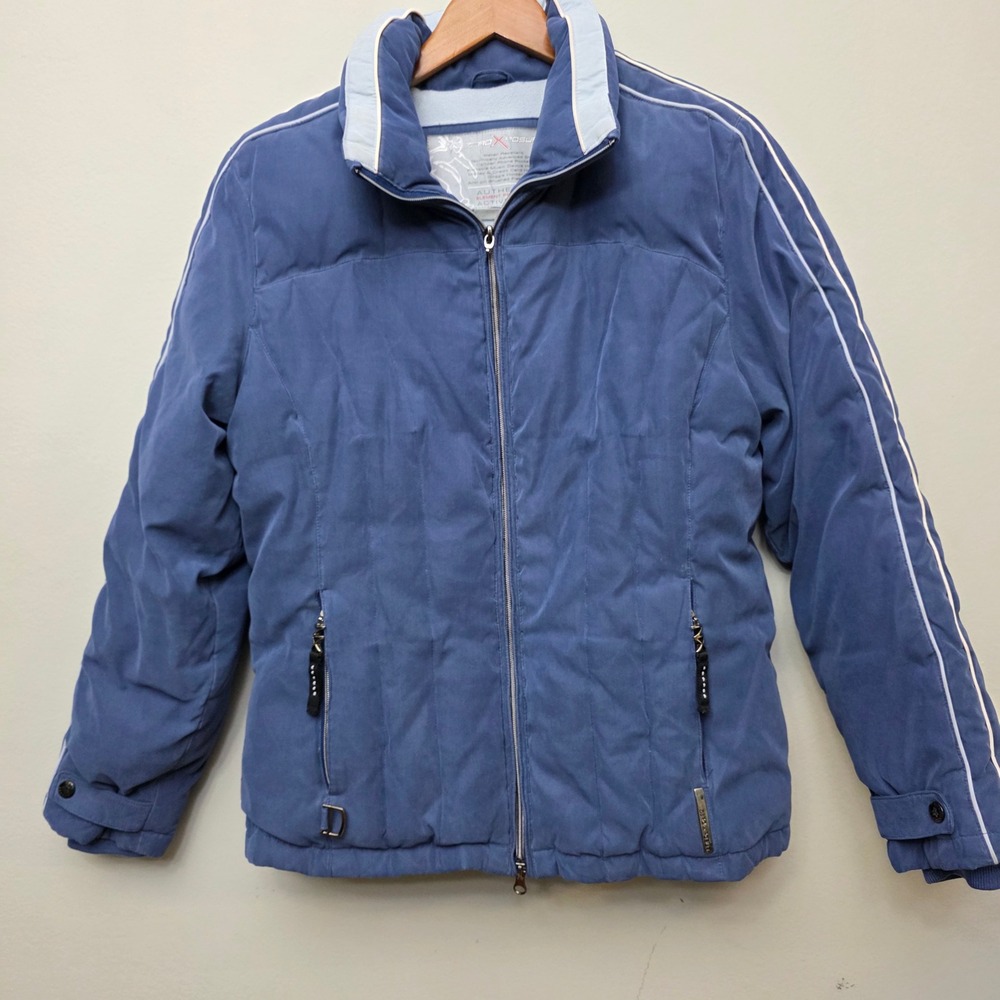 Y2K Zero Exposure Blue Puffer Jacket Water Repellent Activewear Size M Down Fill